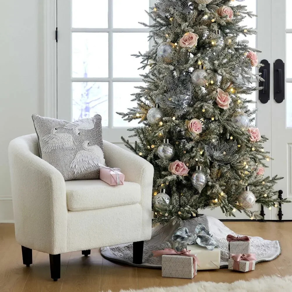Brand New Mackenzie-Childs Holiday Swans Velvet Tree Skirt
